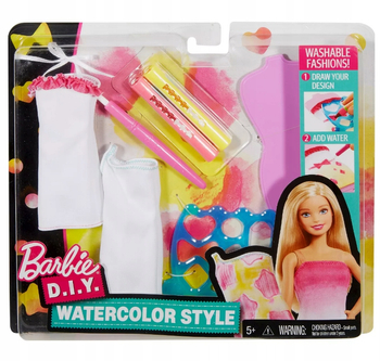 Barbie Sukienki i akcesoria do malowania - żółty różowy
