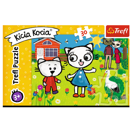 Trefl, Kicia Kocia, Puzzle Kotki i bocian, 30 el., puzzelki dla małych dzieci