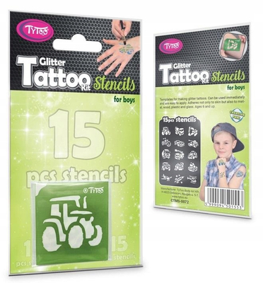 Zestaw szablonów do robienia tatuaży dla chłopców, Pojazdy, 15 sztuk