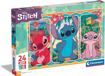 Disney Stitch, puzzle dla dzieci 24 Maxi, duży obrazek 62 x 42 cm, 24 el., wiek dziecka 3+