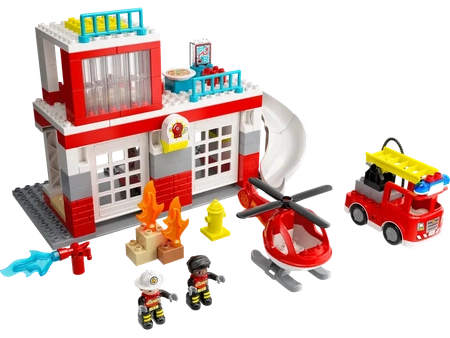 Klocki Lego Duplo 10970 Remiza strażacka i helikopter, 117 elementów, bezpieczne klocki dla dzieci 2+