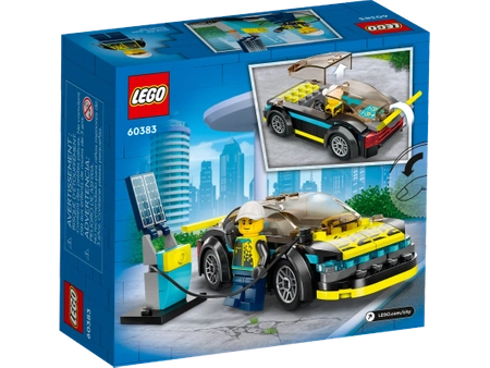 Klocki Lego City 60383 Elektryczny samochód sportowy, 95 elementów, w zestawie samochód, stacja ładująca i figurka, oryginalne klocki, zabawka dla dzieci w wieku 5 lat+