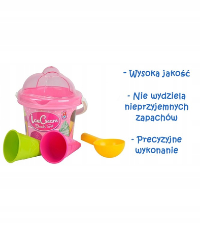 Androni, Włoskie zabawki do piasku Mini zestaw lodowy, różowy, 4 el. wysokiej jakości plastik, bezpieczny dla dzieci