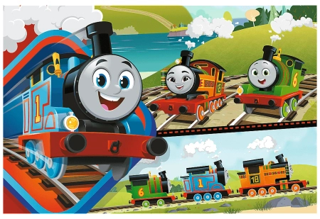 Tomek i Przyjaciele, duże puzzle Super Maxi, 24 duże elementy, dwustronne, jedna strona do kolorowania, wymiary obrazka 60 x 40 cm, dla dzieci w wieku 3+