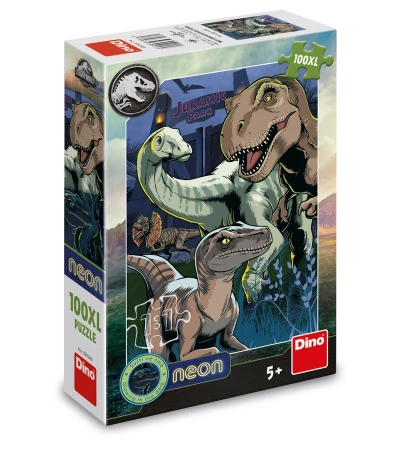 Dino Toys, Jurassic World, Puzzle neonowe XL Dinozaury, 100 el. świecące w ciemności