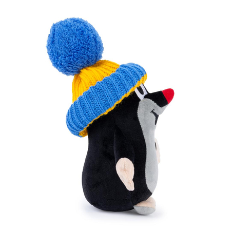 MU Brno, Pluszowa maskotka Krecik w wełnianej czapeczce niebiesko-żółtej, 20 cm, super jakość, plusz