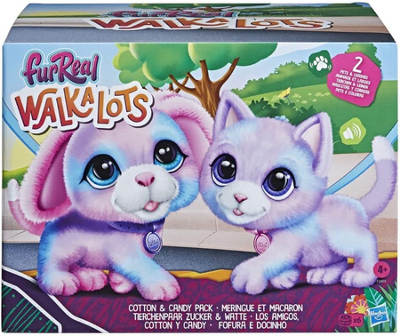 Hasbro, FurReal Walkalots, Zabawki interaktywne, Para zwierzątek, Piesek i kotek, Cotton i Candy, dla dzieci w wieku 4+