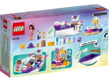 Klocki Lego Koci Domek Gabi 10786 Statek i spa Gabi i Syrenkotki, 88 elementów, mini figurki Gabi i Syrenkotka, scena z bajki, ciekawy prezent dla dziewczynek w wieku 4 lata+