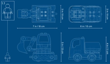 Klocki Lego Duplo 10931 Ciężarówka i koparka gąsienicowa, 2 pojazdy i 2 figurki, duże klocki dopasowane do małych rączek, super pomysł na prezent dla chłopca w wieku już od 2 lata+