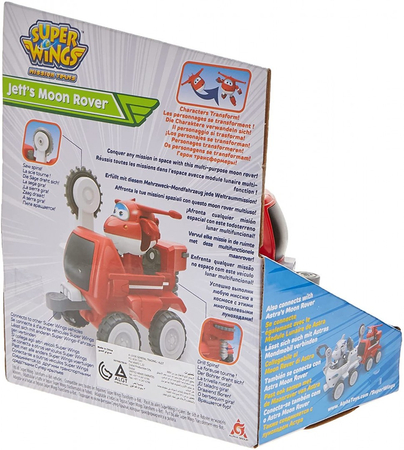 Super Wings, Figurka samolocik Dżetek Jett i pojazd księżycowy, oryginalna zabawka z bajki, dla dzieci w wieku 3+