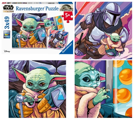 Star Wars: the Mandalorian, Puzzle 3-w-1, Trzy obrazki 3x49 el. dla dzieci fanów gry w wieku 5+