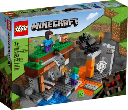 Klocki Lego Minecraft 21166 Opuszczona kopalnia, 248 el., figurki Steve, zombie, pająk, zestaw, oryginalne klocki z gry, wiek dziecka 7+