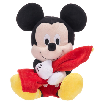 Disney, Myszka Miki, Maskotka pluszowa Miki z kocykiem, 33 cm, oryginalny pluszak na licencji, bardzo miły plusz, kocyk można wyjmować z łapek, wiek dziecka 2+