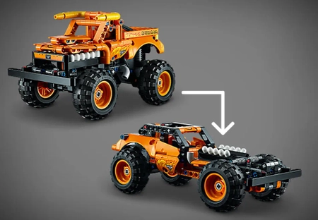 Klocki Lego Technic 42135 Monster Jam El Toro Loco, 247 el., samochód monster truck 2 w 1, napęd typu pull-back, można przebudować na terenową wyścigówkę, wiek dziecka 7 lat+