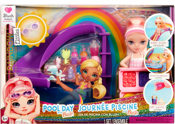 Rainbow High Littles, Laleczka Blush z basenem i zjeżdżalnią, zestaw do zabawy