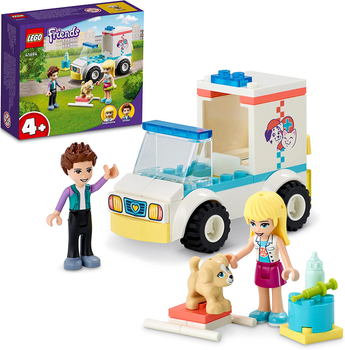 Klocki LEGO Friends 41694, Karetka kliniki dla zwierzątek i 3 mini figurki, 54 elementy