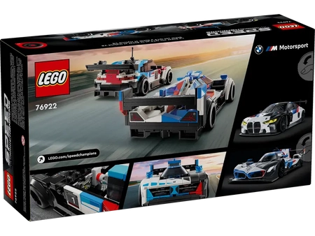 Klocki Lego Speed Champions 76922 Samochody wyścigowe BMW M4 GT3 & BMW M Hybrid V8, 676 elementów, oryginalne klocki, idealne jako prezent dla chłopca 9+