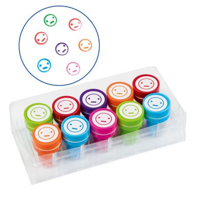Stempelki Neutralne Buźki od Fiorello, Zestaw pieczątek dla dzieci - Emotki - 10 sztuk