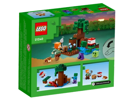 Klocki Lego Minecraft 21240, Przygoda na mokradłach, Zabawka z figurkami Alex i Zombie z gry Minecraft, pomysł na prezent dla fanów, wiek dziecka 7+