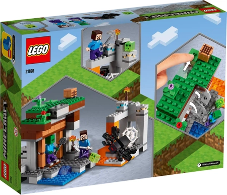 Klocki Lego Minecraft 21166 Opuszczona kopalnia, 248 el., figurki Steve, zombie, pająk, zestaw, oryginalne klocki z gry, wiek dziecka 7+