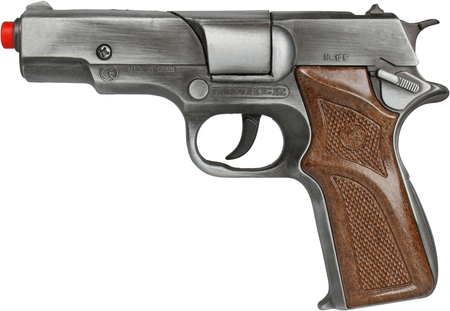 Gonher, Pistolet na kapiszony, 8 strzałów, Mały Policjant 125/1, wykonany z metalu, da chłopców w wieku 3+, Gold Collection