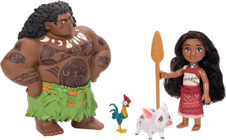 Vaiana Moana 2, zestaw figurek, figurki Vaiana 15 cm i Maui 19 cm, HeiHei i Pua, oryginalne zabawki z bajki