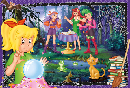 Bibi Blocksberg, Bibi i Tina, Puzzle dla dzieci, Bibi z przyjaciółkami i czarodziejska kula, 60 el. obrazek o wymiarach 36 x 24 cm, wiek 5+