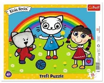 Trefl, Kicia Kocia, Duże puzzle puzzle ramkowe 25 el. z Kicią Kocią, duże elementy, dla dzieci w wieku 4+