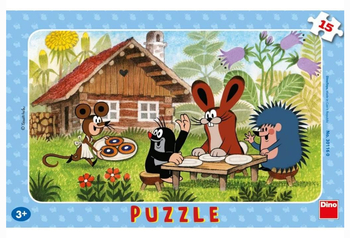 Puzzle ramkowe Krecik w odwiedzinach u przyjaciół, Dino, 15 el.