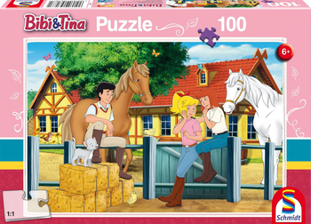 Bibi Blocksberg, Bibi i Tina, Puzzle dla dzieci, Przyjaciółki w stadninie koni, 100 el. obrazek o wymiarach 36 x 24 cm, wiek 6+