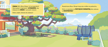 Pobawmy się na dworze! Bluey – książka z magnesami, kreatywna zabawa dla dzieci 