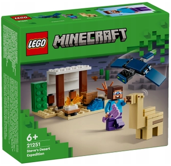 Klocki Lego Minecraft 21251, Pustynna wyprawa Steve’a, 3 figurki Steve, fantom i wielbłąd, 75 elementów, wysoka jakość, oryginalne klocki, wiek dziecka 6+, dostępne od ręki, szybka wysyłka