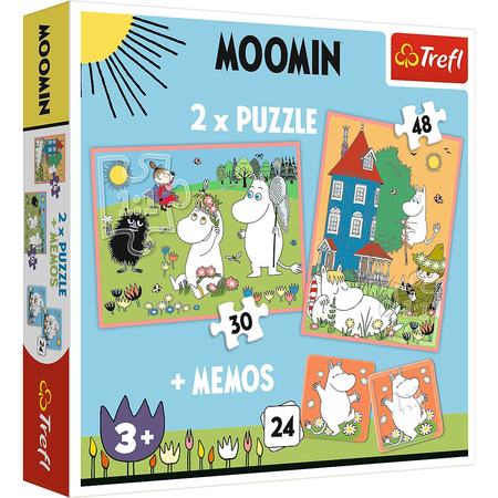 Trefl, Muminki, zestaw dla dzieci 2 x puzzle i gra pamięciowa Memo, wiek dziecka 3+