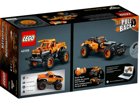 Klocki Lego Technic 42135 Monster Jam El Toro Loco, 247 el., samochód monster truck 2 w 1, napęd typu pull-back, można przebudować na terenową wyścigówkę, wiek dziecka 7 lat+