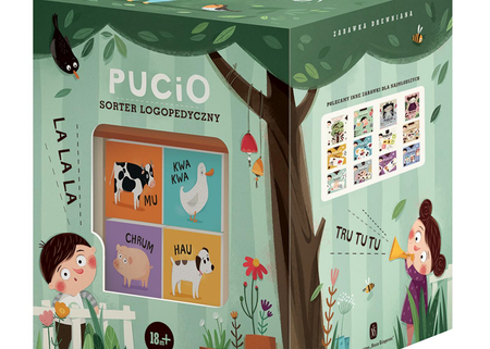 Pucio, sorter logopedyczny, drewniana zabawka, dla dzieci w wieku 18 m-cy+