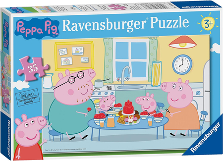 Ravensburger, Świnka Peppa, Klasyczne puzzle dla dzieci z Peppą i jej rodziną, 35 elementów, obrazek 26x18 cm, wiek dziecka 3+