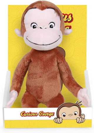 Ciekawski George, pluszowa maskotka małpka George, 25 cm, zapakowana w tekturowe opakowanie, miły plusz, wydaje dźwięki, dla dzieci w wieku 0+