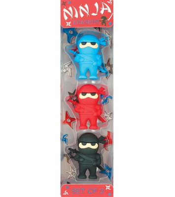 Zestaw gumek do ścierania dla chłopca, Ninja, 3 szt