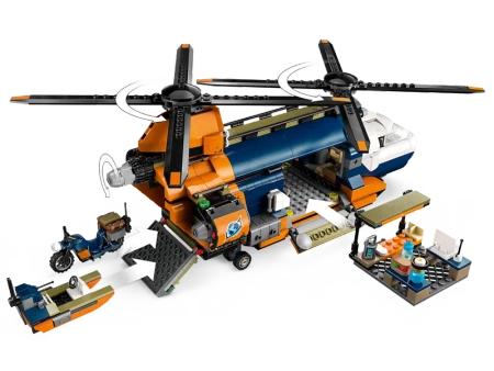 Klocki Lego City 60437 Helikopter badaczy dżungli w bazie, 881 elementów, oryginalne klocki, dla wielbicieli przygód