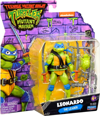 Wojownicze Żółwie Ninja, Mutant Mayhem, Figurka Leonardo 11 cm, 2 miecze katany i akcesoria, wiek dziecka 4 lata+