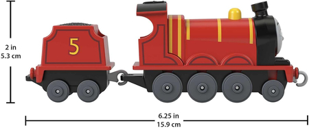 Tomek i Przyjaciele, Lokomotywa Kuba z wagonikiem, czerwony pociąg z bajki, jeden z głównych bohaterów, zabawka oryginalna, renomowany producent Fisher Price, metalowa z plastikowymi kółeczkami, wiek dziecka 3+