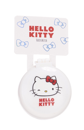 Hello Kitty, zabawka dla dziewczynki, zestaw składana mini szczotka do włosów z lusterkiem, średnica ok. 7 cm