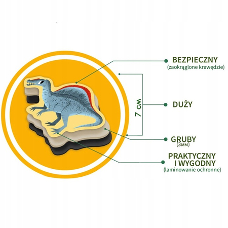 Wielkie Dinozaury, Magnesy dla dzieci, Zestaw 15 dużych magnesów