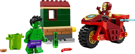 Klocki Lego Marvel Super Heroes 76287 Iron Man z motocyklem i Hulk, 68 elementów, 2 figurki bohaterów, dla dzieci w wieku 4+ 