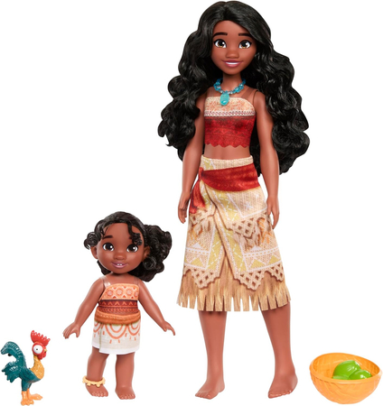 Disney, Vaiana 2, Zestaw lalki siostry Moana i Simea oraz kogut Hei Hei, Mattel, dla dziewczynek w wieku 3+ 