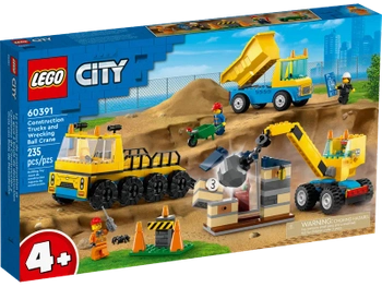 Klocki Lego City 60391 Ciężarówki i dźwig z kulą, 235 elementów, dla dzieci 4+, oryginalne, idealne jako prezent