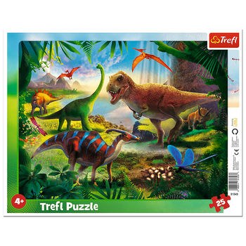 Puzzle ramkowe Dinozaury, 25 elementów, Trefl