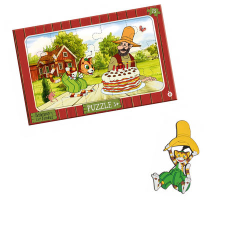 Zestaw Pettson i Findus – Magnes 3D + Puzzle Ramkowe „Urodziny” (15 el.)