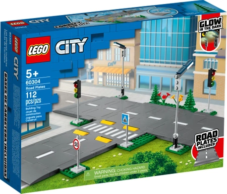 Klocki Lego City 60304 Płyty drogowe, 112 el., zestaw uzupełniający do łączenia różnych budowli w większą całość, wiek dziecka 5+