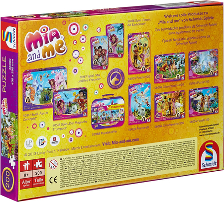 Schmidt, Mia i Ja, puzzle brokatowe, 200 el. z bajki, oryginalne, dla dziewczynek 8+, zdobione brokatem